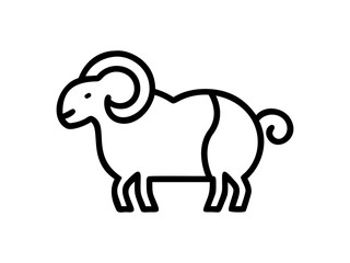 Simple Line Art Illustration of a Ram