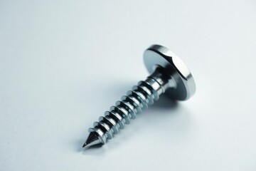 Close-up view of single orthopedic screw on white , osteosynthesis, bone screw