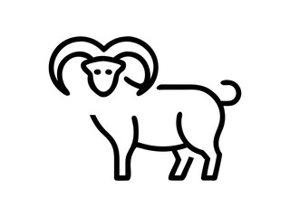 Simple Line Art Illustration of a Ram