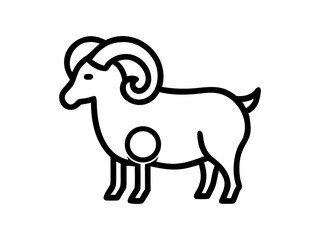 Simple Line Art Illustration of a Ram