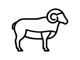 Simple Line Art Illustration of a Ram