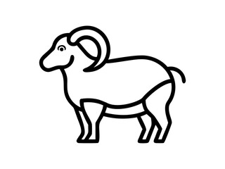Simple Line Art Illustration of a Ram