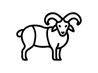 Simple Line Art Illustration of a Ram