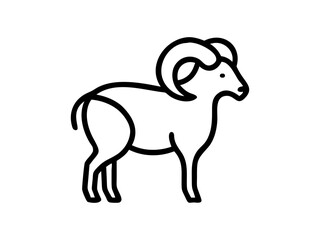 Simple Line Art Illustration of a Ram