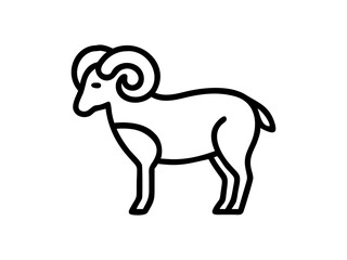 Simple Line Art Illustration of a Ram