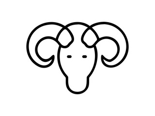 Simple Line Art Illustration of a Ram