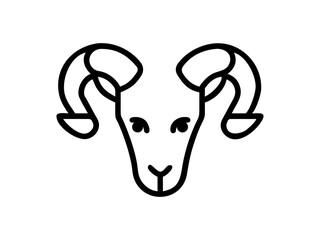 Simple Line Art Illustration of a Ram