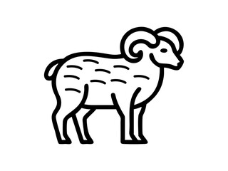 Simple Line Art Illustration of a Ram