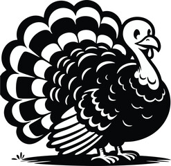Thanksgiving Turkey clip art Illustration Black and White Cartoon Bird Design