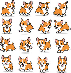 Fototapeta premium set of corgi