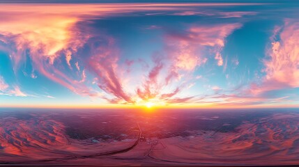 Obraz premium Aerial Sunset Panorama Cityscape