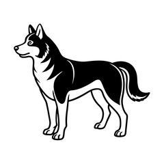 Siberian husky dog silhouette howling view