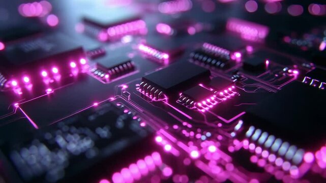 Pink glowing circuit board technology