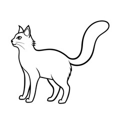Turkish angora graceful cat silhouette style