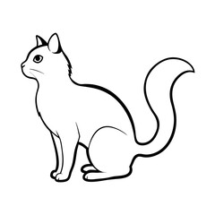 Birman fluffy cat breed silhouette illustration