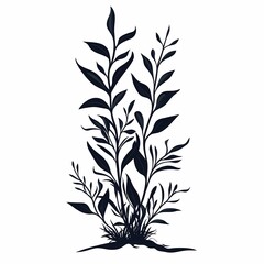 Obraz premium Botanical Illustration. Eco-Friendly Silhouette Art Featuring Greenery and Tropical Plants for Home Decor and Floral Designs