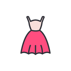 Woman dress colored icons, minimalist vector illustration ,simple transparent graphic element .Isolated on white background