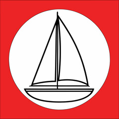 sailing ship vector illustration.Simple red Sailing Boat Clipart

