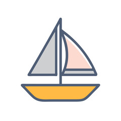 Sailboat Illustration . Flat Ship Icon – Boat Illustration for Logo and Branding