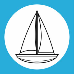 Simple Sailboat  Ship Icon, Fishing Boat Vector Illustration-Perfect for use in UI/UX, branding, logos, web ,app icon and more
