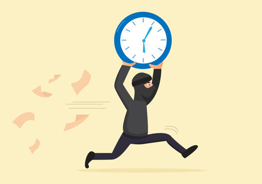 Efficiency in completing work on time strategy or idea productivity or procrastination problems time thief character