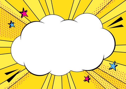 アメコミ風の吹き出し背景イラスト（黄色・集中線）