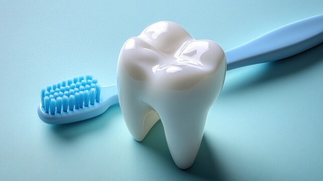 Healthy teeth and a toothbrush