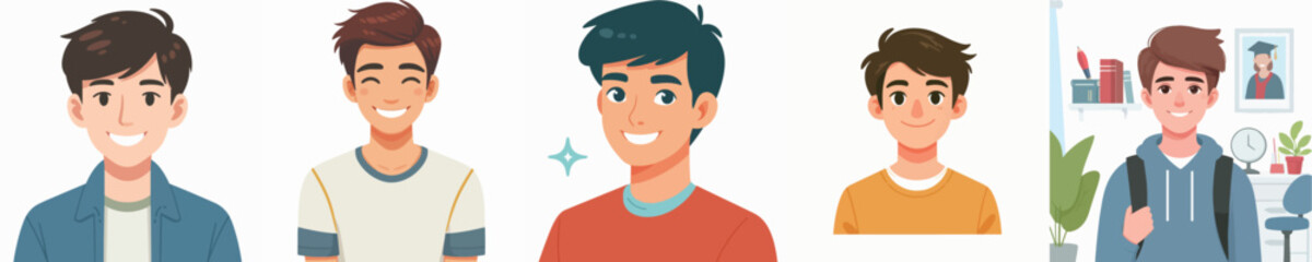 Vector of a young man smiling.