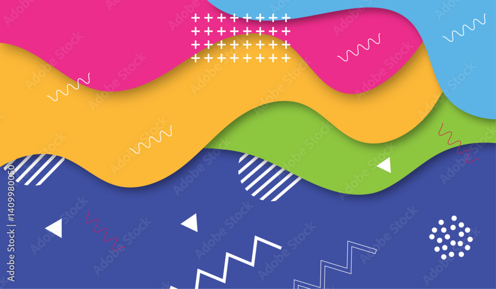 Poster abstract background. shape and geometric element in memphis style.
