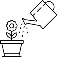 vector illustration of a watering can pouring with flowers. Planting and Growing Icons