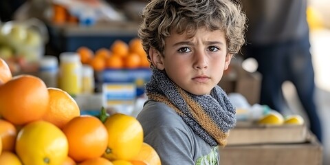 Fototapeta premium Boy at Fruit Market