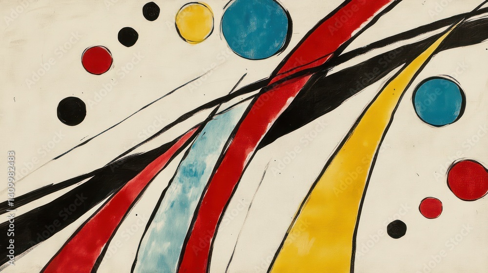 Poster abstract composition in vibrant hues: a dynamic interplay of lines and colors