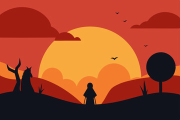 sunset in the desert