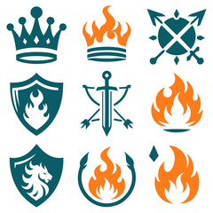 Luxurious sovereignty of phantom warriors with fiery sword and archery