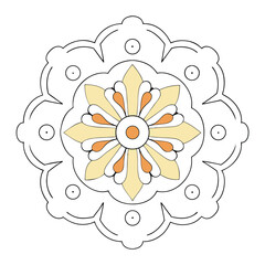 Black and White Mandala Floral Design Illustration

