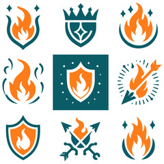 Enchanting herald of warlord’s flames with bow, shield, and crown