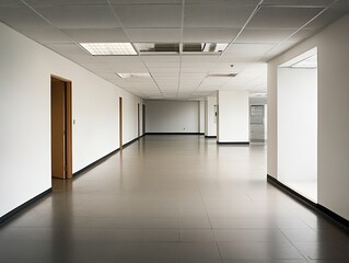 Empty Office Corridor for Modern Building Interior.