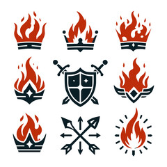 Celestial Pyroguard Burning Sword, Shield, and Royal Arrows