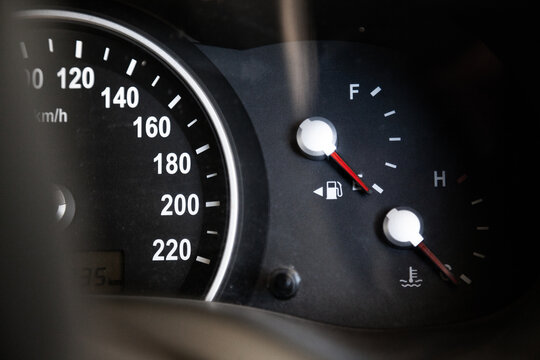Fuel gauge of car on empty