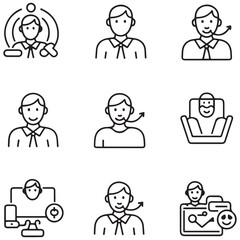 Support, customer service thin line icons set. Service, help, online support, assistance editable stroke icon. Vector with white background