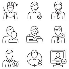 Support, customer service thin line icons set. Service, help, online support, assistance editable stroke icon. Vector with white background