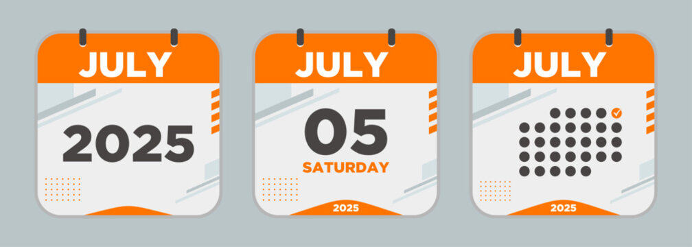 5, july 5, july, 2025, date, checklist, check, calendar, kalender, modern, geometric, day, business, time, year, month, icon, illustration, schedule, reminder, design, planner, vector, friday, backg