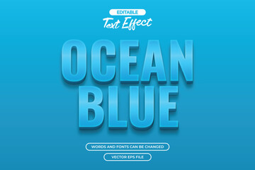 Ocean blue editable text effect with 3d blue text