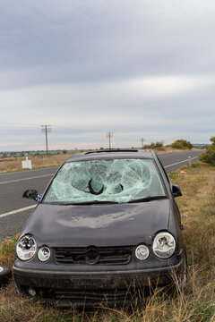 Car damaged in a motor vehicle accident