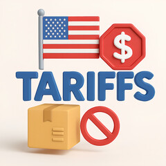 US Tariffs Concept – 3D Trade and Economic Policy Illustration