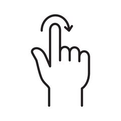 Touch and turn to right, touch screen gesture icon. Click and rotate to right icon. Thin line icon. Vector illustration