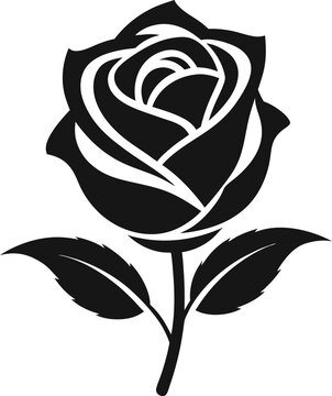 Beautiful single silhouette rose icon vector illustration 