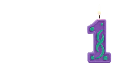 Isolated Number One Birthday Candle