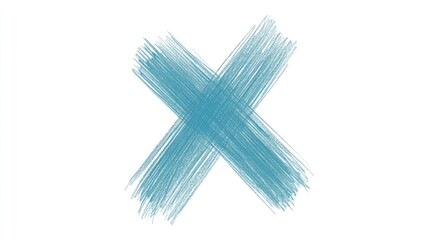 Obraz premium Light Teal Brush Stroke X on White