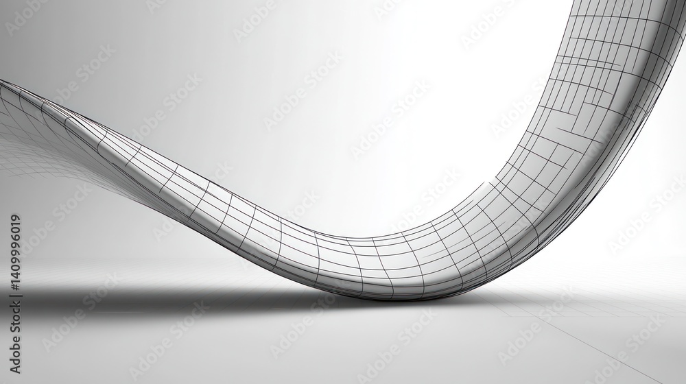 Poster abstract wireframe curve in minimalist space